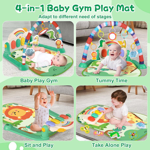 Tummy 0-12 Joryuek Baby Gym & Play Mat, Time & Activity Mat Toys, Infant to Toddler Play Piano Mat, Months (Green)