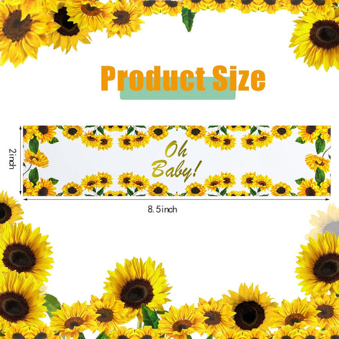 Outus 40 Pieces Sunflower Baby Shower Water Bottle Labels Floral Water Bottle Labels Waterproof Sunflower Bottle