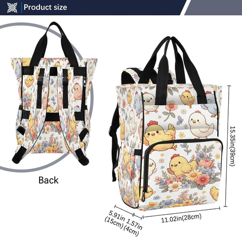 YANENDIE Backpack, Backpack Backpack Cute Cartoon Chickens Diaper Bag Unisex Travel Baby Diaper Bags with Stroller