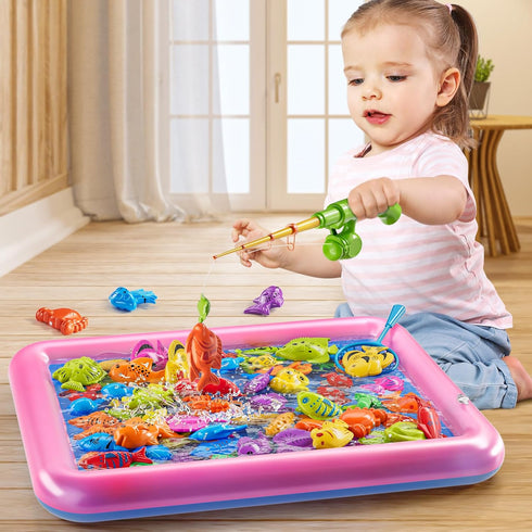 TEMI Fishing Toy for Kids 3-8 Years Old - Magnetic Fishing Pole Bath Toy for Toddlers, Summer Water Fun