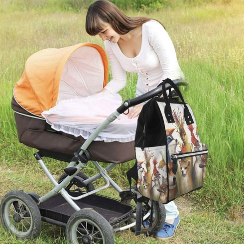 QSMJKLD Backpack Mommy Daypack Animal party Diaper Bag with Changing Pad, Pacifier Holder - Multifunction Travel Nappy