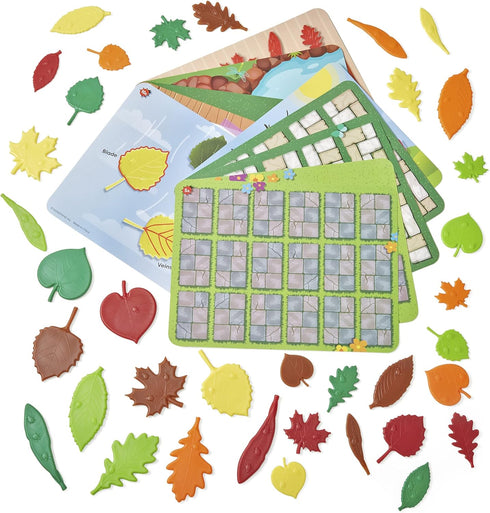 hand2mind Sensory Leaves Math Activity Set - Pattern Play, Shape Puzzle, and Sorting Toy for Toddlers, Kindergarten