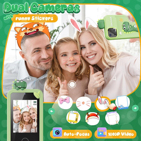 Kids Smart Phone Toys - Dinosaurs Gift for Boys Ages 3-9, Mini Smart Phone with 16 Learning Games, 2.8" Touchscreen