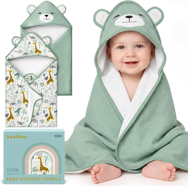Yoofoss Hooded Baby Towels for Newborn 100% Organic Cotton Baby Bath Towel