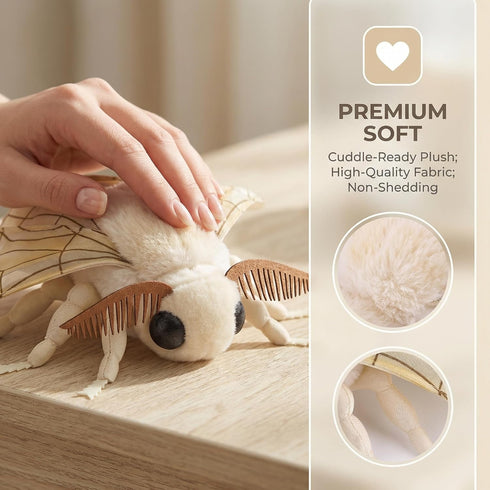 ZHONGXIN MADE 11in, Silk Moth Plush Toy - Lifelike Silk Moth Stuffed Animals Realistic Soft Big Wings Moth Toys