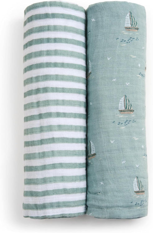 aden + anais Boutique Organic Cotton Muslin Swaddle 2 Pack, Breathable Baby