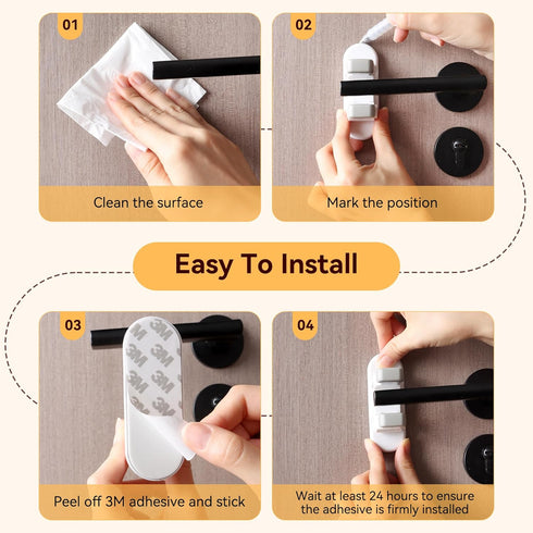 WILZEIMY 3M (White-2Pack) Door Lever Locks for Kids Safety, Strong Adhesive Baby Proofing Door Handle Locks, Durable