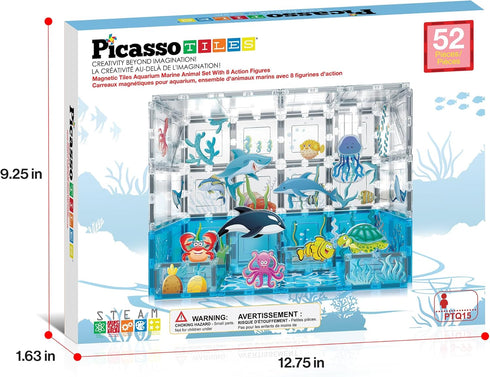 Set 8 3+ PTQ15 PicassoTiles Magnet Tiles Magnetic Building Blocks Aquarium Marine Animal Theme with Character Action