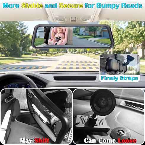 Thybro 1080P 4.3" 19.7ft 3-Row Baby Car Mirror Camera: Rearview Mirror Monitor - See Baby and Rear Traffic at Once