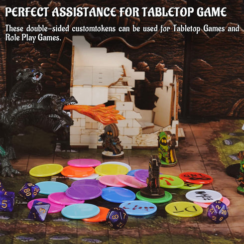 DND Wet & Dry Erase Tokens - Set of 100 Colorful Blank Counters for Tabletop RPGs