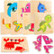 8pcs Wooden Puzzles for Toddlers 1-3, Montessori Sea Animal Puzzle for Kids Ages 2-4, Educational Toys