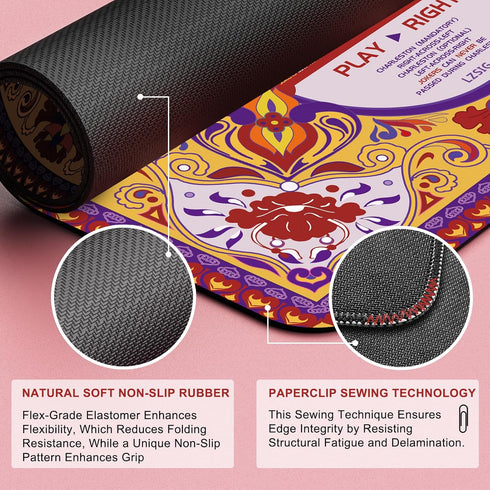 3333", 3mm LZSIG Mahjong Mat with Rules Thickened Anti-Slip American Mahjong Table Mat with Portable Carry Bag, Durable