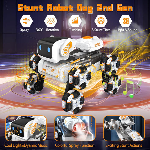 Kids,2.4Ghz 2nd 6 7 8 9 10 11 12 Robot Dog Toy for Remote Control Dog Stunt Robot Dogs Gen Remote Control Cars Stunt Rc