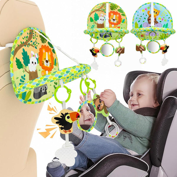 Dr.Rapeti Baby Travel Car Seat Toy for Rear Facing Infants 0-12 Months - Double Sided Activity Entertainment Gift