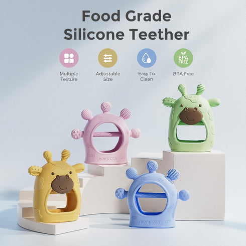 Momcozy 0-6 6-12 Baby Teether Toys | Food Grade Silicone Teething Relief Months | Toy Months | Baby Essential | Green