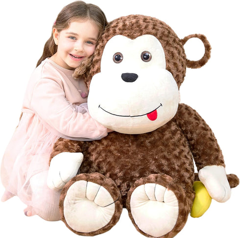 IKASA 30" Giant Monkey Stuffed Animal Plush Toy, Large Cute Jumbo Fluffy Plushie, Gifts for Kids Girls