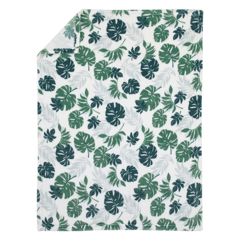 Simply Baby Palm Leaf Green and White Tropical Super Soft Baby Blanket by NoJo