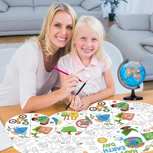 24 Sets COcnny Earth Day Coloring Craft- Color Your Own Globe Art Craft DIY Wheel Cards for Kids, Happy Earth Day Paper