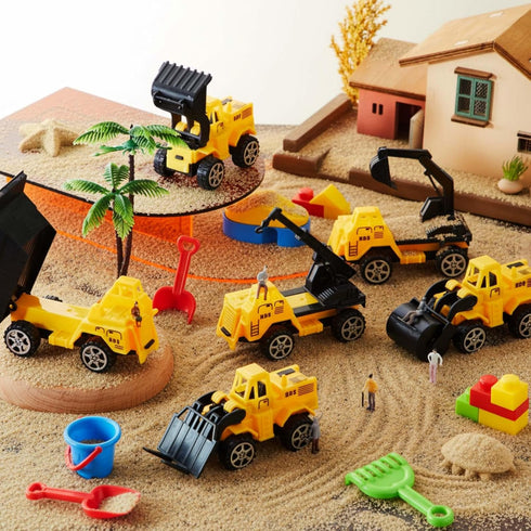 12 Set Set) Pcs Construction Party Favors Engineering Trucks Small Digger Truck Toys Christmas Gifts Pull Back Vehicles