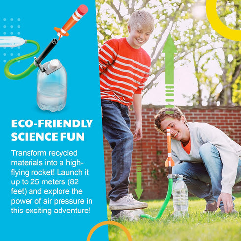 Green Science - Green Rocket - STEM Rocket Launcher for Kids - Build & Launch a Recycled Rocket with Air Pressure