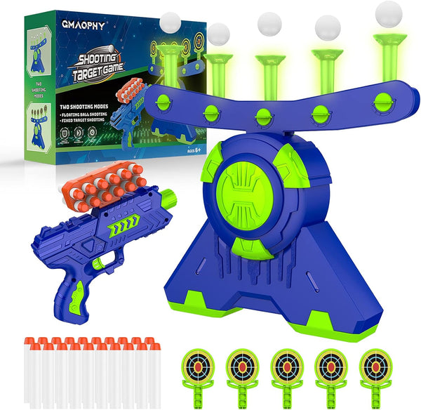 GMAOPHY Shooting Games Toy - Glow in The Dark Floating Ball Targets with Foam Dart Blaster, 10 Balls 5 Targets