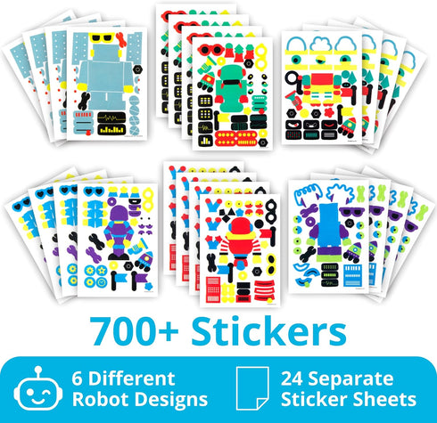 700+ 3+ 24 6 Make Your Own Robot Stickers for Kids - Sticker Sheets | Birthday Party Favors & Craft Activity