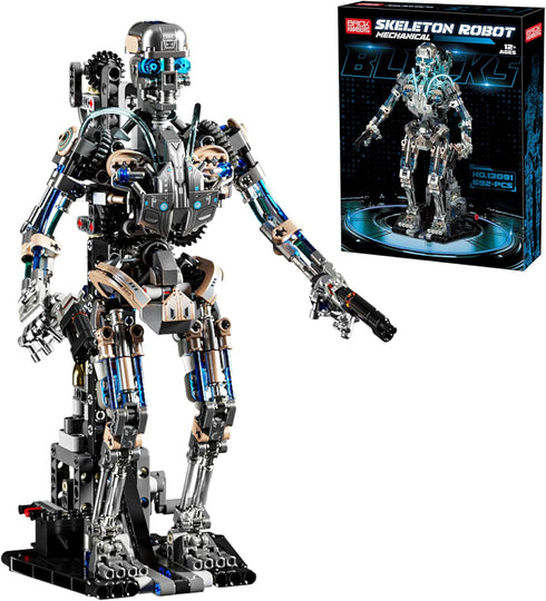 BRICK HAMBURG 692PCS Mechanical Skeleton Robot Building Block Set3D Poseable Model with LED Light,