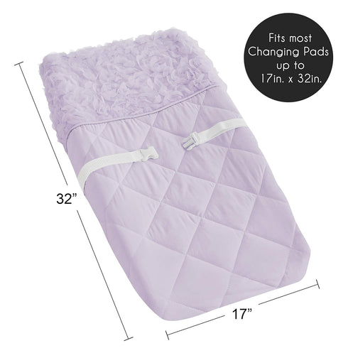 Sweet Jojo Designs Purple Floral Rose Girl Baby Nursery Changing Pad Cover - Solid Light Lavender Flower Luxurious