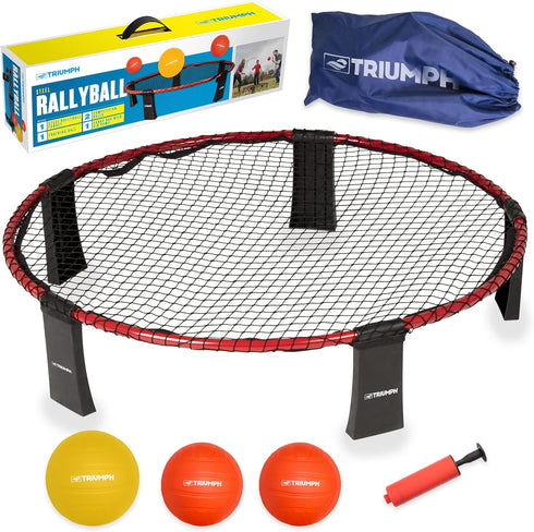 Triumph Sports Rallyball Set, Includes Net Target, Two 3.5" Balls, One 5" Ball, Inflating Pump and Carry Bag