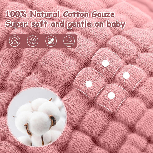 6 Pack, 100% 12x12 inches Looxii Muslin Baby Washcloths Cotton Baby Wash Cloths for Baby Face Body, Large Soft