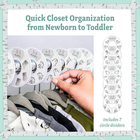 Baby Nest Designs Closet Dividers for Baby Clothes, 7X Size Age Dividers from Newborn to 24 Months