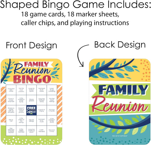 Big Dot of Happiness - Colorful Family Reunion Bingo Cards and Markers, Set of 18
