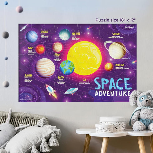 Glow in The Dark 100 Piece Galaxy Puzzle for Kids - Space Jigsaw Puzzles Toys for Boys & Girls Ages 6-8 - Christmas Birthday Gifts for Age 6 7 8 Year Old Toddler Boy Girl Gift - Planet Toys