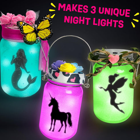 Craftelle 8 9 10 11 12 8-10 Light-up Unicorn Fairy & Mermaid Lanterns Craft Kit Valentines Day Craft Kits for Year Old