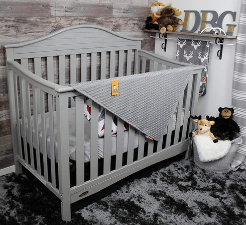 Dear Baby Gear Bears Deluxe Baby Blanket - Double Layer, Milestone & Newborn Gifts - Red, Black Bears, Gray Dot - 40" x