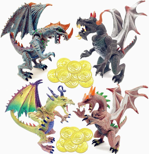 Ancient Dragon Knight 4pcs Action Figure with 20PCS Gold Coin