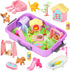 Carolart Pet Sensory bin,Dog and Cat Sandbox for Kids,Kids Play Sand Kit,Pet