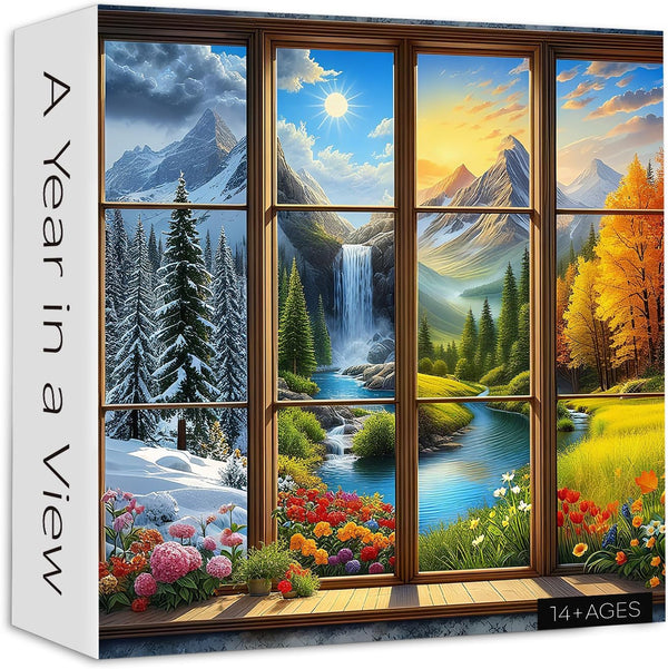 PICKFORU Season 1000 Piece Puzzle for Adults, A Year in a View Jigsaw
