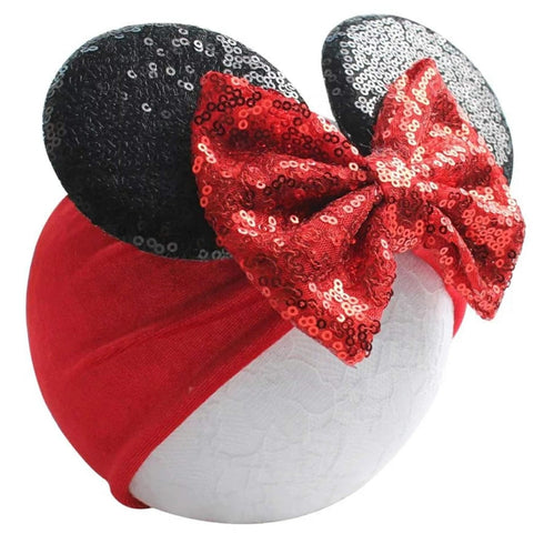 J&J Boutiques Mouse Ears Headband/Headwrap for Toddler, Baby, Kids - Party Supplies, Red