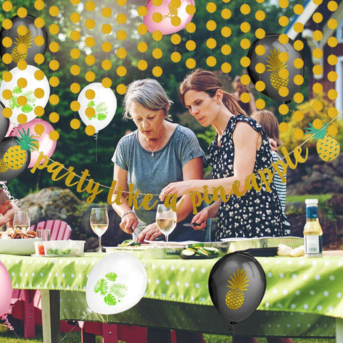 Party Like A Pineapple Tropical Garland Banner for Summer Pool Beach Birthday Party Supplies