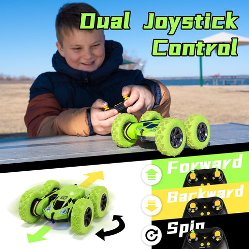 6-12, 4WD 360 Threeking Remote Control Car RC Flip Stunt Double Sided Driving Cars Toys for Boys Girls Ages Flips