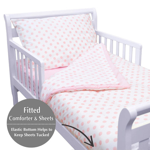 TL Care 100% 4-Piece Set, Cotton Percale Toddler Bedding Pink, for Girls