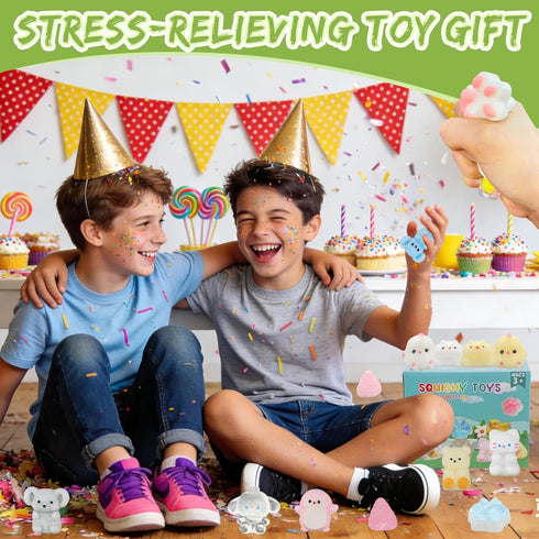 Yidayes 28pcs Pack,Fidget 4-8 8-12 (28pcs) Squishy Toys Kit,Include taba Squishies Party Favors for Kids Treasure Box