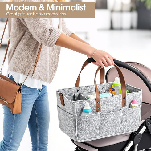 Nursery Storage Basket - Baby Diaper Caddy Organizer for Diaper Station, Newborn Essentials, Baby Shower Gifts