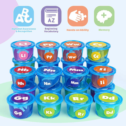 26 245 Joyreal Alphabet Learning Toys for Toddlers - Alphabet Soup Sorters with Flash Cards for Early Letter Awareness