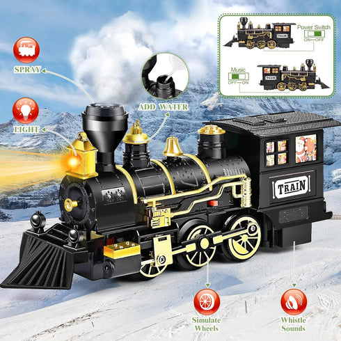 Set Sets 3 4 5 6 7 8 Train for Kids, Train Toy w/Steam, Light & Sounds, Christmas Train for Under The Tree, for Year