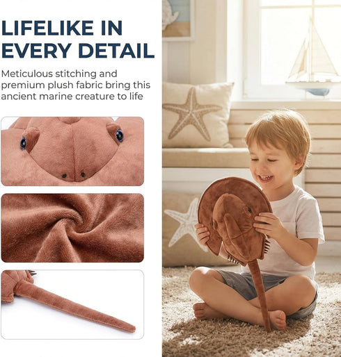 ZHONGXIN MADE Kids,18inchs Simulation Tri-Spine Horseshoe Crab Stuffed Plush Toy- Real Life Lifelike Sea Limulus