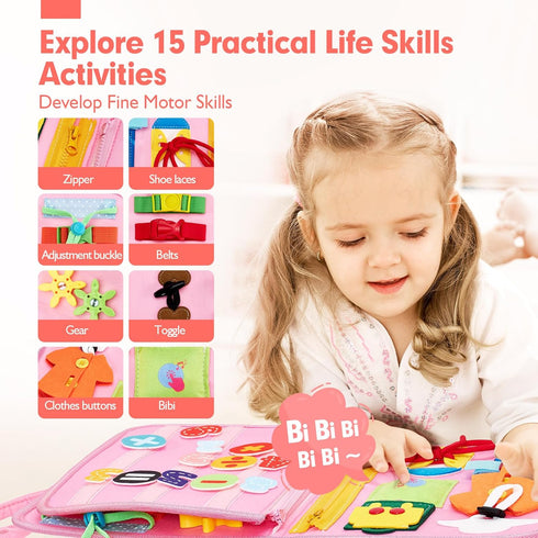 3+ 3 4 5 hahaland Busy Board for Toddlers Boys Girls Montessori Toys for Year Old Preschool Educational Learning