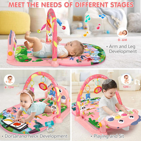 UMIKU Tummy 0-6 6-12 Baby Play Mat Baby Time Mat Infant Newborn Musical Activity Center with High-Contrast Piano Music