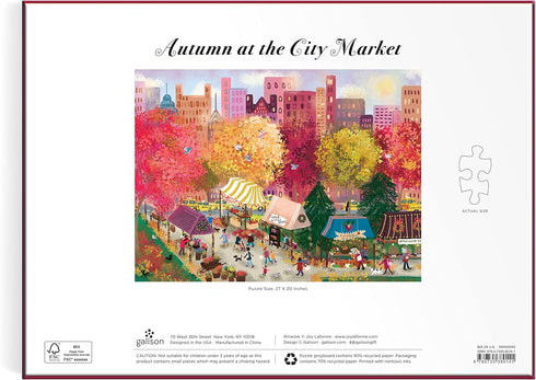 Galison Autumn at The City Market – 1000 Piece Puzzle with Bright Artwork of A Fall Day at A Farmer’s Market